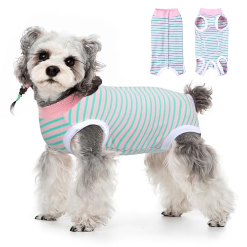 Image of FEimaX Dog Surgery Recovery Suit Female and Male Spay with Pee Hole, Pet Body Suits for Puppy After Spayed, Neuter Surgical Onesie for Small and Medium Dogs Cats, Alternative Bandages E-Collar & Cone