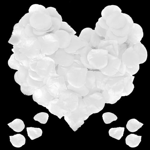 QOEOTUY 1200 Piezas Petalos de Rosa Artificiales - Pétalos de Flores de Seda Artificial para Bodas, San Valentín, Fiestas, Decoración Romántica (Blanco)