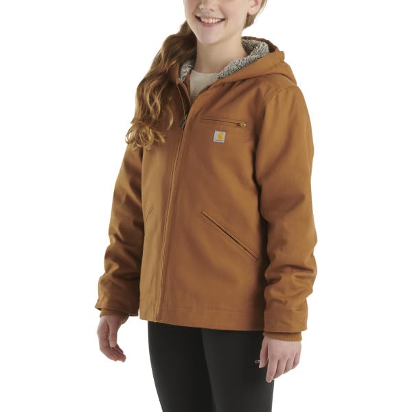 Image of Carhartt Kid's CP9547 Canvas Insulated Hooded Jacket - Girls