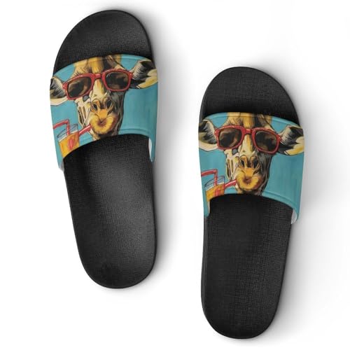 Claquettes Girafe buvant pour homme et femme | Sandales de bain antidérapantes taille 37