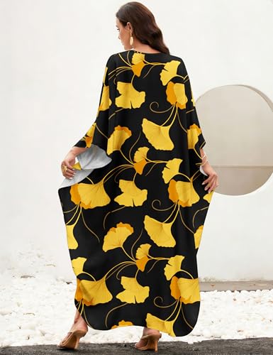 Image of MAKABO Kaftan Dresses for Women, V Neck Moo Moos Colorful Print Cover Ups Caftan Beach Dresses for Swimwear