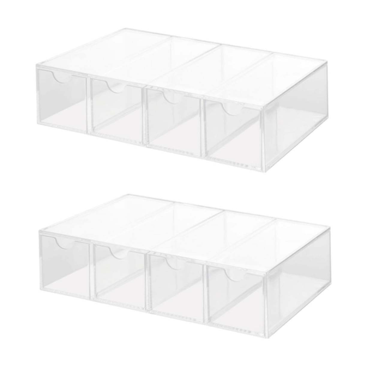 Uonlytech Caja Transparente para Gafas de Sol 4 Capas 4 Cajones Apilables Acrílica Resistente para Guardar y Exhibir Gafas en Hogar y Tienda, Pack 2 Unidades