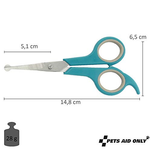 Pets Aid Only Fellschere, abgerundete Spitze, Pfotenschere, Gesamtlänge 14,8 cm, Klingenlänge 5,1 cm, Silber, Legierter Stahl