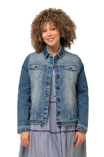 Denimjacke Gestreift Ulla Popken veste d'intérieur femme bleu marine confortable