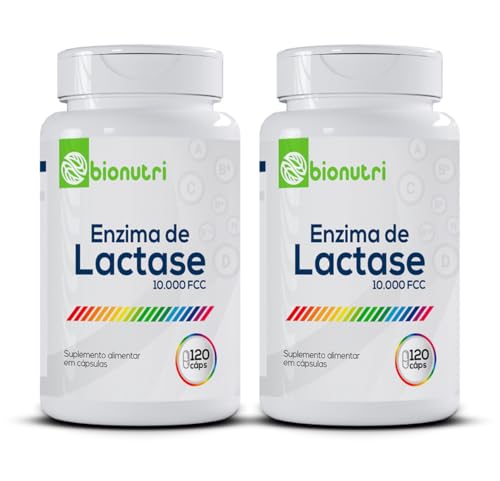 Kit 2x Enzima Lactase 10.000 Fcc Alta Concentração 120 Cápsulas Intolerância a Lactose Bionutri
