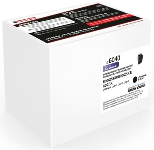 Toner EDD-6040 edding Noir pour Lexmark 80C2SK0 afin de réduire vos coûts d'impression