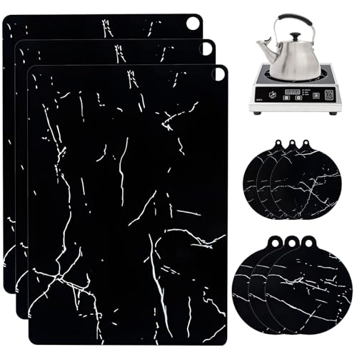 9 Piezas Protectora Placa Induccion, Silicona Protector Vitroceramica Induccion, Alfombrilla Silicona Antideslizante, Cubre Vitrocerámica para Cocina, Resistente a los Rayones, Resistente a 230°