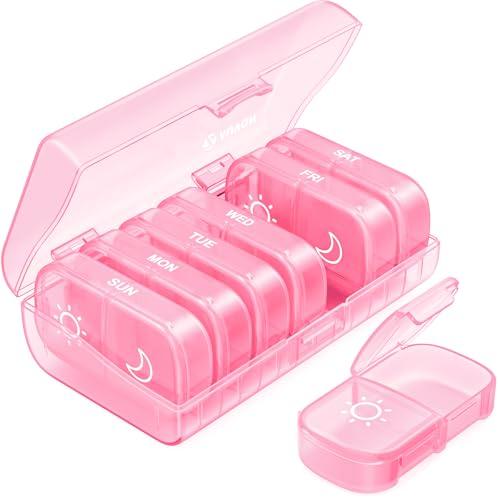 Image of AUVON Weekly Pill Organizer 2 Times a Day, One-Sided Opening, Easy to Use