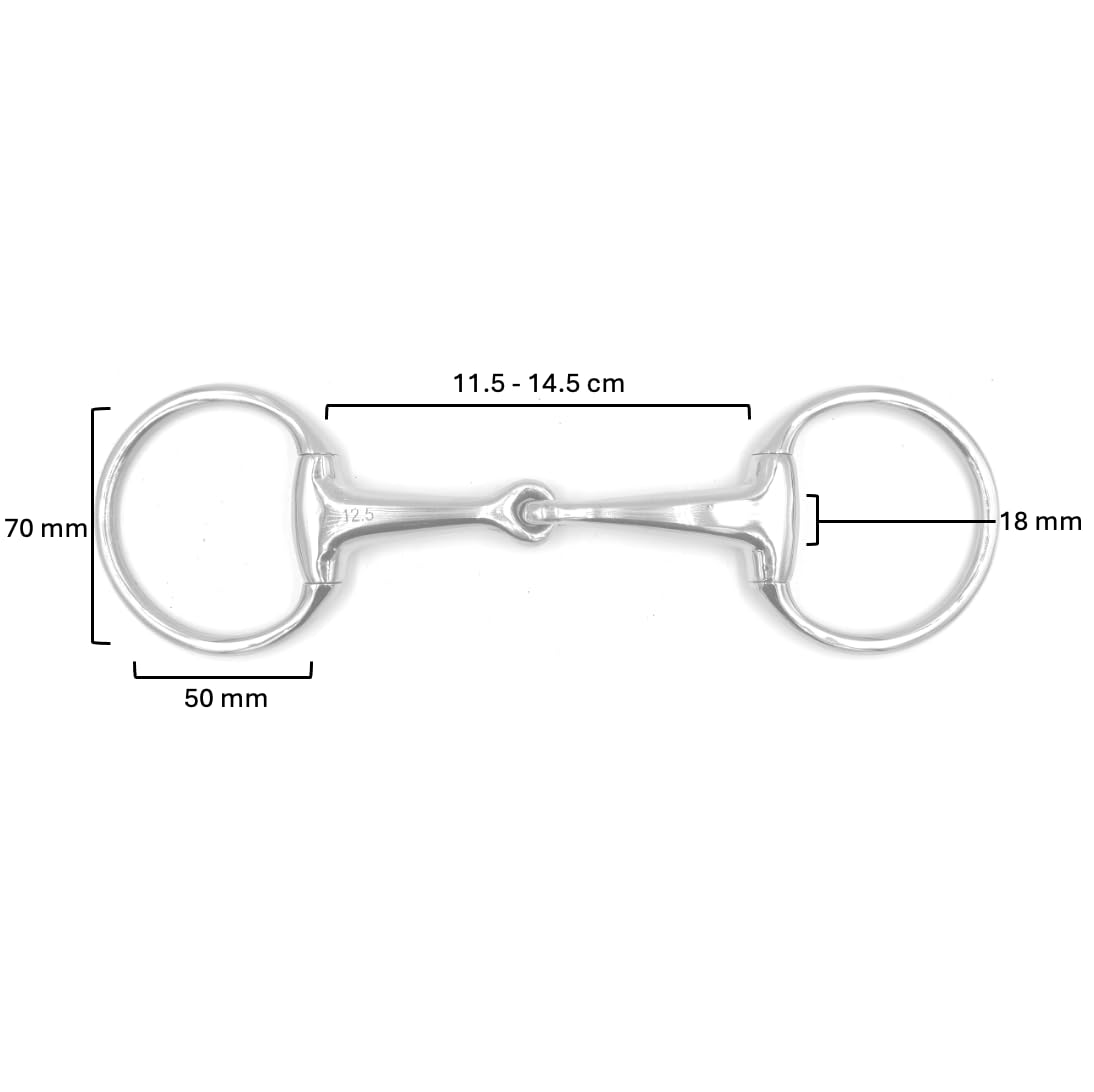 Gebiss Olivenkopfgebiss Olivenkopftrense Einfach Gebrochen Edelstahl Ringdurchmesser 70 mm Gebissstärke 18 mm