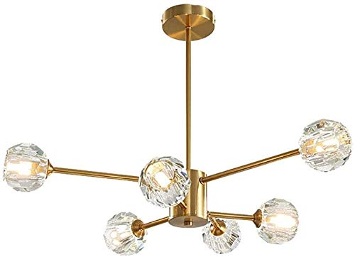 Chandelier cristal G9 doté de 6 lumières moléculaires orientables sur structure suspendue