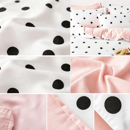 Polka Dots Duvet Cover Cute Kawaii Polka Dots Bedding Set Black and White Comforter Cover for Boys Girls Children Teens Bedroom Decor Minimalist Style Bedspread Cover Queen Size With 2 Pillow Case by Feelyou - Image 4