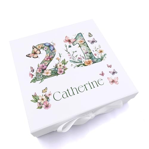 ukgiftstoreonline Personalised 21st Birthday Memory Box, Flo