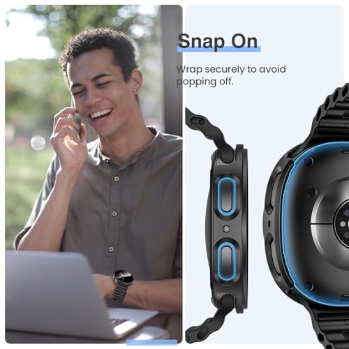 Image of VEMIGON Hard PC Case Compatible with Samsung Galaxy Watch 8 2025 Screen Protector Case 40mm, High Sensitive Protective Face Cover with Bumper Built-in Tempered Glass Film - (40mm Black)