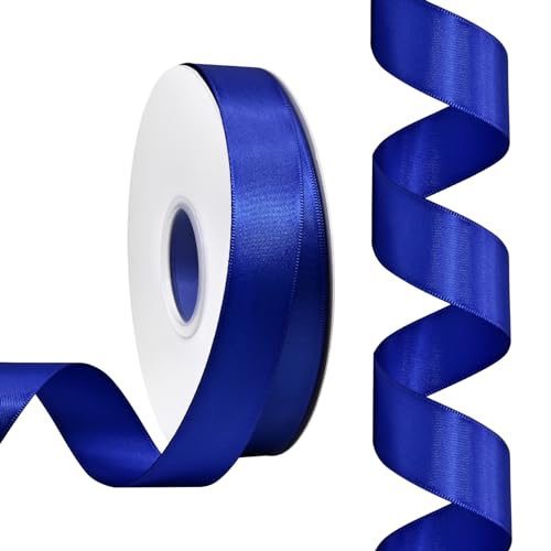 Rilisili Cobalt Blue Satin Ribbon 7/8 Inch 50 Yards Double Faced Polyester Satin Ribbons for Gift Wrapping DIY Crafts Weddings Invitations Flower Bouquet Bow Making Home Decor Sewing