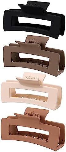 Aolalow Big Hair Claw Clips 4.35 Inches Nonslip Big Claw Hair Clips for Girls Strong Hold for Thick Hair Accessories (4 Packs
