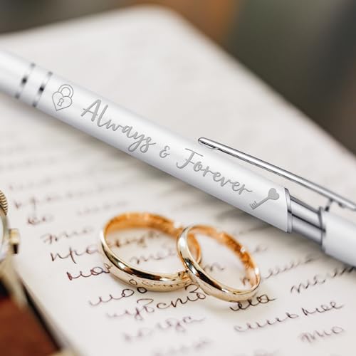 Kisston 36 Pcs Wedding Pens Bulk Bridal Shower Pens Favors Bachelorette Pens 6 Styles Retractable Ballpoint Pens Wedding Favors Supplies for Guest Game Office(White)