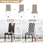 SearchI Dining Room Chair Covers Set of 6, Stretch Spandex Kitchen Slipcovers Removable Washable Geometric Parsons Protector for Hotel, Ceremony (Gray+White) - Image 4