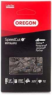 Oregon SpeedCut Chainsaw Chain for 18-Inch (45cm) Bar -72 Drive Links  fits Dolmar, Ryobi, Husqvarna and Efco and more (95TXL072E)