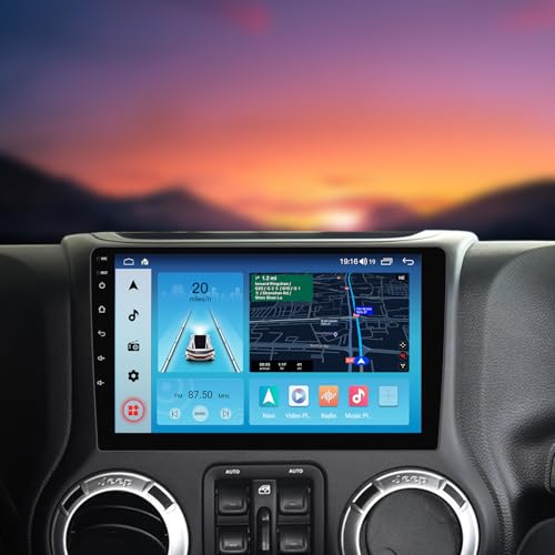 FELLOSTAR Car Stereo for 2007-2018 Jeep Wrangler JK Radio Upgrade with Carplay & Android Auto 8-Core 2+32G Head Unit 10 Inches Touch Screen BT5.1/GPS/SWC/AM/FM/DSP/5G
