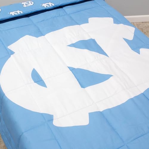 Image of College Covers Everything Comfy North Carolina Tar Heels Reversible Big Logo Soft and Colorful Comforter, Full