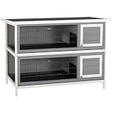 PawHut 54 in Two-Story Rabbit Hutch Dark Grey