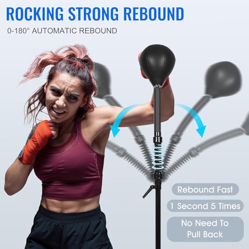 Cobras Reflex Bag Boxing | Boxing Speed Bag with Stand | 56-72in Height Adjustable, Standing Punching Bag for Adults | Speed Ball Kickboxing Bags for Training, Stress Relief and Fitness - Thumbnail 4