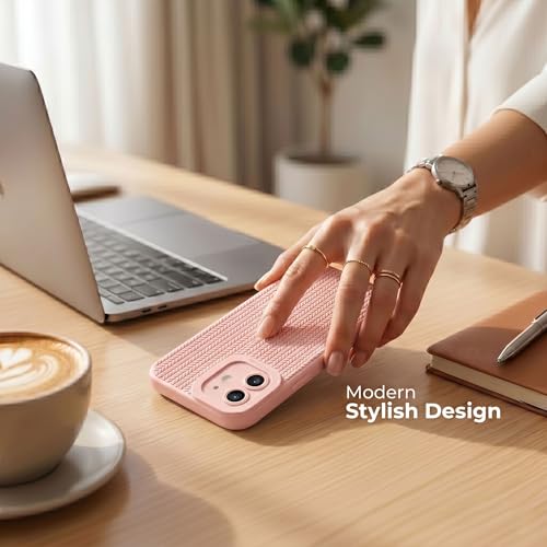 Image of amazon basics Luxury 3D Knitted Texture Soft Silicone Back Cover for iPhone 11 | Slim Fit Shockproof Case with Camera Protection & Non-Slip Grip - Pink
