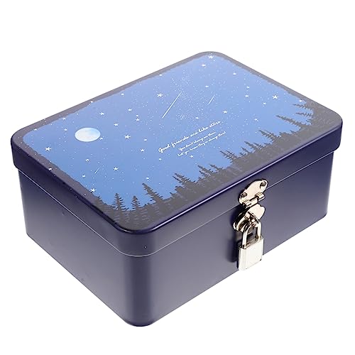 NUOBESTY Containers with Lids Tinplate Storage Box with Padlock Retro Style Rectangle Tinplate Storage Box Storage Tin Canister for Chocolate Tea Coffee Cosmetics Jewelry Style