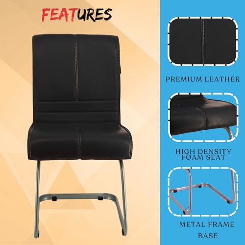 Image of NEWTURN Thanos No-Handles (Pre-Assembled) Office Visitor Chair| Fixed Stand Chair| Computer Chair| Study Chair| Desk Chair| Work from Home| Teak Wood Workstation Chair with 2 Years Warranty (Black)