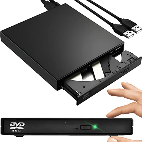 Retoo CD DVD Externo con Cable USB 2.0 A, B, Grabador y Lector de bajo Ruido, CD DVD RW Drive con Plug & Play, Slim Superdrive para portátil, PC de sobremesa, Windows XP, Vista, MacBook, Linux, Negro Cover