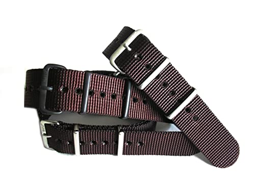 NATO Xtreme DARK BROWN Strap Heavy Ballistic G10 Nylon UTC Sport Dive Military Smart watch band USA Stock 20mm 22mm (High Polished Buckle, 22mm)