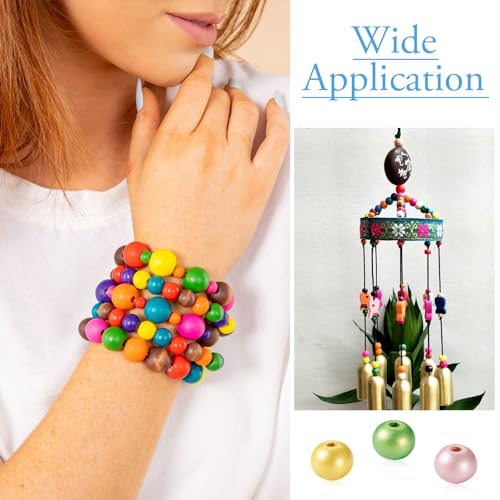 PandaHall 280pcs Colorful Wooden Beads 10mm Wood Round Ball Spacer Loose Beads Bulk for Macrame Garland Crafts DIY Jewelry Making - Image 4