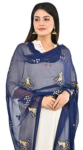 Image of YOUTHQUAKE Heavy Embroidered Work Chiffon Dupatta for Womens & Girls With Fancy Lace