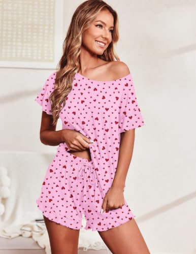 Image of Ekouaer Women's Pajama Set Ruffle Sleeves Top and Short