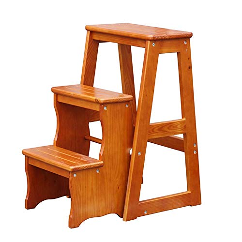 Taburetes de escalera de 3 pasos de madera maciza plegables LUNEZY 2