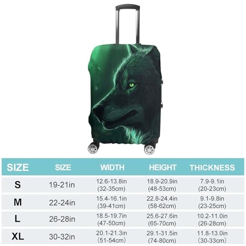 Green Wolf Printed Luggage Cover Protector, Fits 18-32 Inch Luggage2