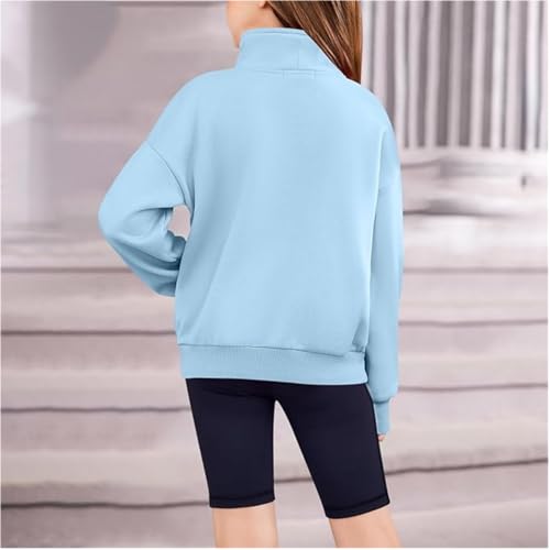 Girls Sweatshirts Trendy Half Zipper Cropped Hoodies Oversized Long Sleeve Thumb Hole Sweatshirt Fashion Fall Clothes3
