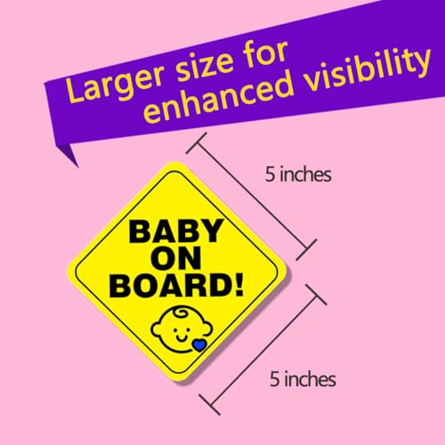 Image of 3-Pack Baby On Board Sign Magnets - Cute & Essential Baby Gift - Bright Yellow, Durable & Removable Safety Signs for Car, Truck, Van, Bumper - 5 inchx5 inch