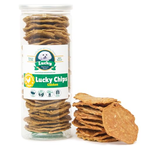 Chicken Chips Dog Treats – Made in USA, All Natural Chicken Jerky Treats, Grain-Free, High Protein, Single Ingredient, Crispy & Healthy Training Snacks for Dogs – 6 oz Jar
