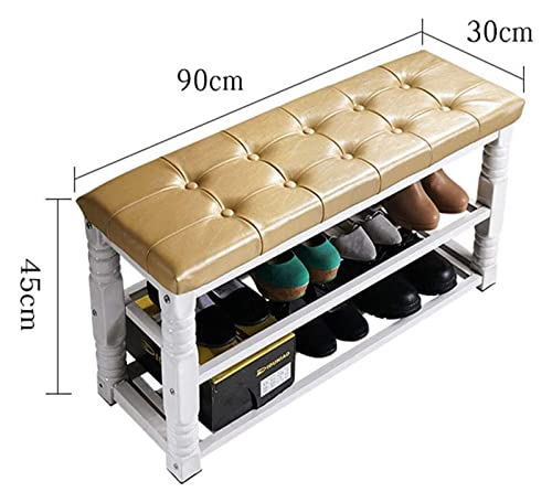 Étagère de rangement pour chaussures avec tabouret rectangulaire intégré