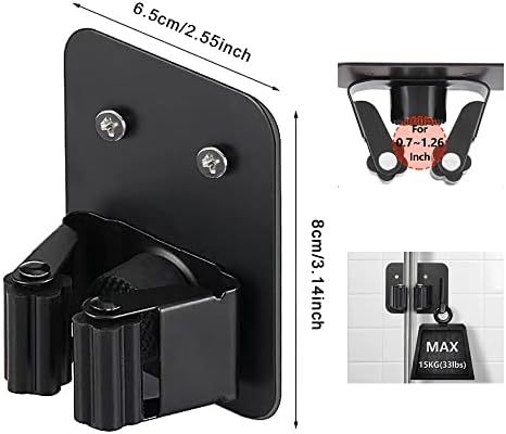 4 Pack Broom Holder Wall Mount,Heavy Duty Stainless Steel Broom Holder,Mop and Broom Holder,Mop Holder,Broom Hanger (4pack,no Hooks, Black) - 1