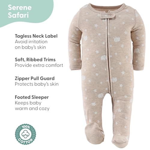The Peanutshell Baby Sleeper 3 Pack Set - Newborns & Infants 0-9 Months, Newborn Baby Boy & Girl Sleepers - Serene Safari2