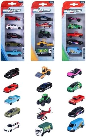 Majorette - 5 samochodzików zabawkowych – 1 z 4 różnych zestawów, z wolnym biegiem i licencją, model samochodu w miniaturowym formacie dla dzieci od 3 lat (po 7,5 cm)
