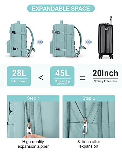 Large Travel Carry On Laptop Backpack For Women Men, Expandable Flight Approved Backpack, Waterproof Sports College Bag Casual Daypack For Weekender Business Hiking With Shoe Compartment Lightblue #TOP7