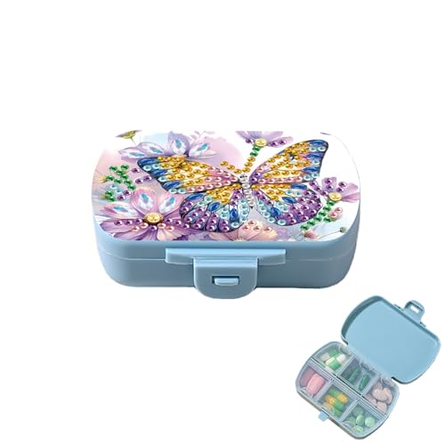 Image of ARTopet Diamond Art Painting Mini Storage Box with 6-Grid Creative Design Compact Portable Small Case for Purse Travel Daily-Butterfly02