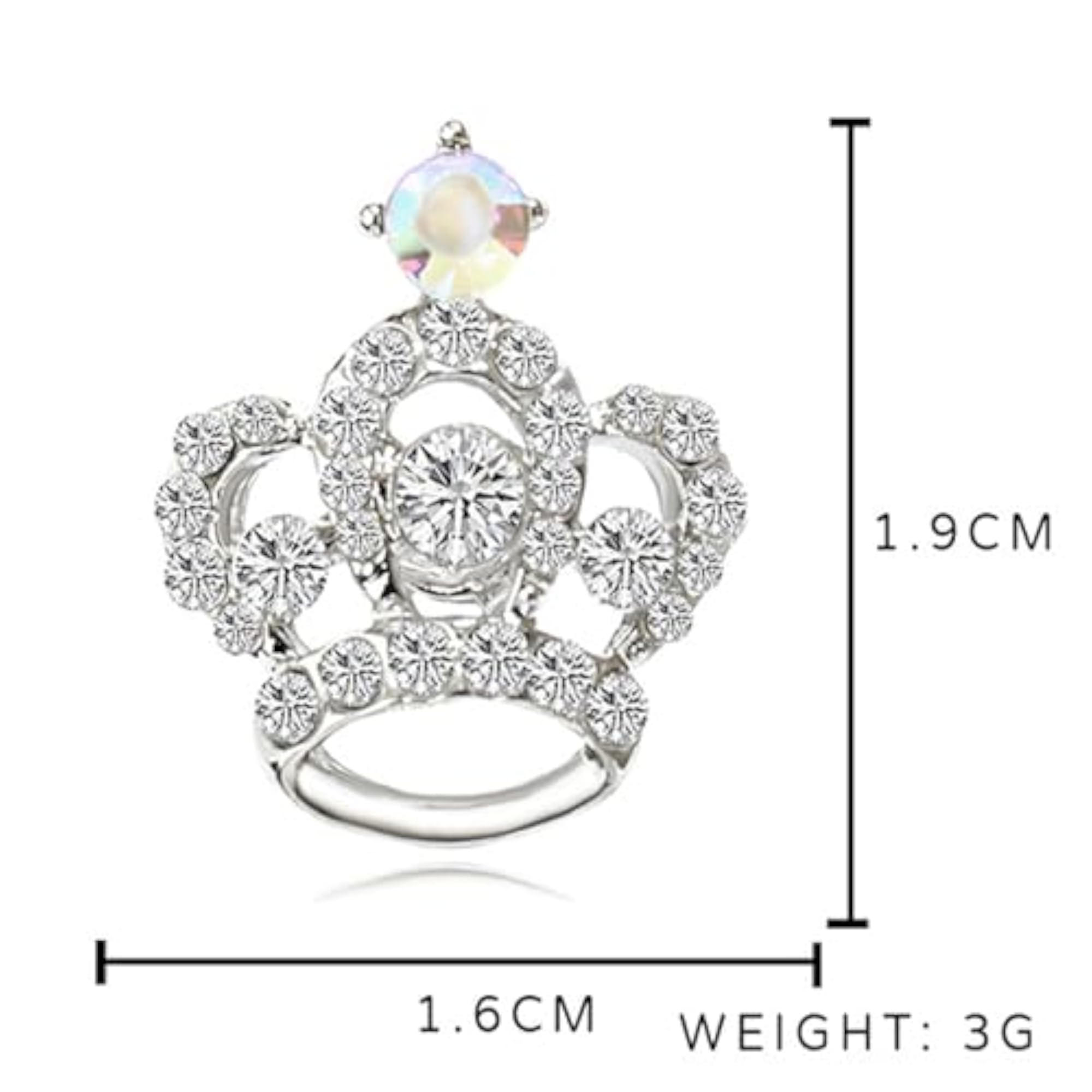 Gold Crystal Rhinestone Crown Brooch, Elegant Gift