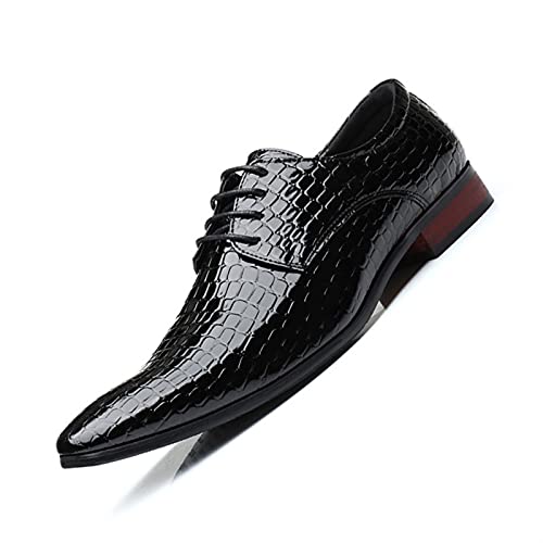 Single Season Dress Oxford Shoes for Men Lace Up Derby Shoes Crocodile Alligator Embossed PU Leather Rubber Sole Anti-Slip Block Heel Non Slip Wedding Very Popular Among Young People2