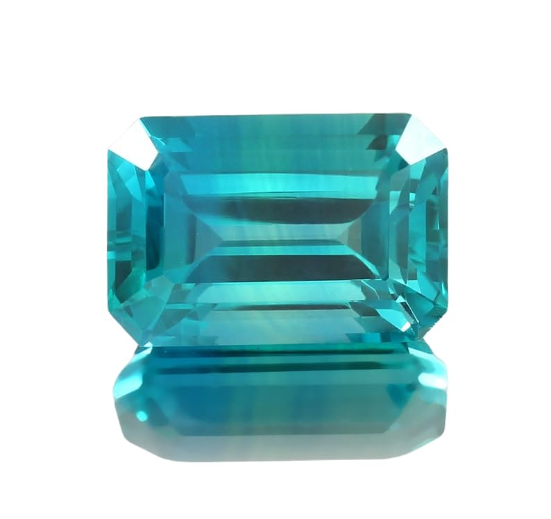 Saphir vert naturel 18x12mm de forme émeraude facettée pour création