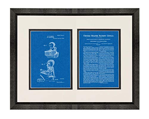 Toy Money Box Patent Art Blueprint Print in a Beveled Black Wood Frame with a Double Mat (20