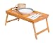 BIRDROCK HOME Lap Desk Bed Tray - Bamboo Table - Handles - Foldable Breakfast Serving Tray - Pull Down Legs - Portable Laptop Stand - Natural